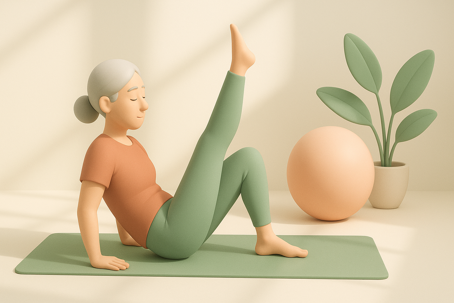 Mujer de 60 años haciendo pilates Reformer en estudio premium con instructor supervisando técnica